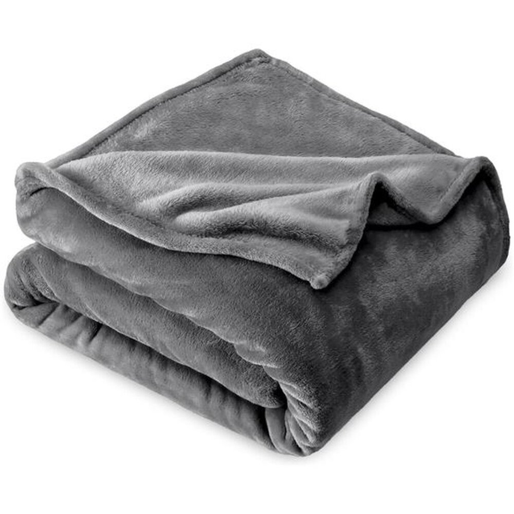 Bare Home Fleece Blanket - King Blanket - Grey - Lightweight Blanket for Bed